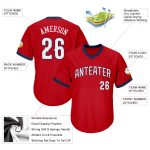Personalized Red White-Navy Authentic Throwback Rib-Knit Baseball Jersey Shirt