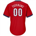 Personalized Red White-Navy Authentic Throwback Rib-Knit Baseball Jersey Shirt