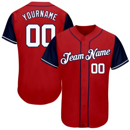 Personalized Red White-Navy Authentic Two Tone Baseball Jersey Team Custom Name and Number