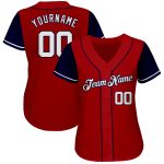 Personalized Red White-Navy Authentic Two Tone Baseball Jersey Team Custom Name and Number