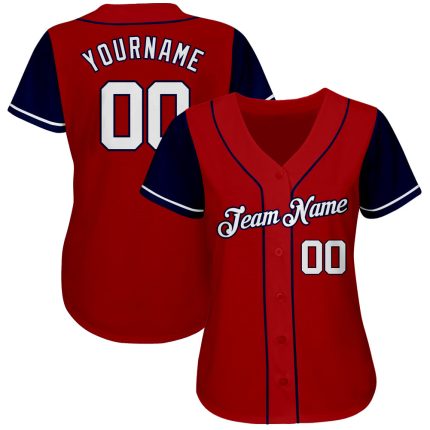 Personalized Red White-Navy Authentic Two Tone Baseball Jersey Team Custom Name and Number