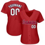 Personalized Red White-Navy Baseball Jersey Team Custom Name and Number