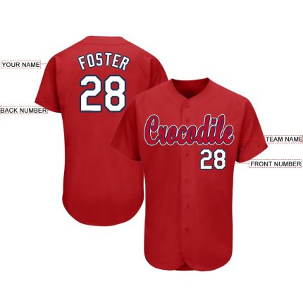 Personalized Red White-Navy Baseball Jersey Team Custom Name and Number