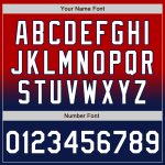 Personalized Red White-Navy Bomber Full-Snap Varsity Letterman Fade Fashion Jacket Team Custom Name and Number
