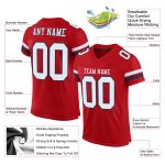 Personalized Red White-Navy Mesh Authentic Football Jersey