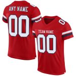 Personalized Red White-Navy Mesh Authentic Football Jersey