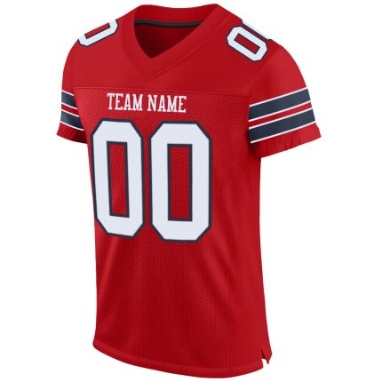 Personalized Red White-Navy Mesh Authentic Football Jersey Team Custom Name and Number