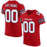 Personalized Red White-Navy Mesh Authentic Football Jersey Team Custom Name and Number