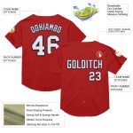 Personalized Red White-Navy Mesh Authentic Throwback Baseball Jersey