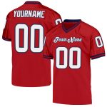 Personalized Red White-Navy Mesh Authentic Throwback Football Jersey Team Custom Name and Number