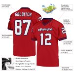 Personalized Red White-Navy Mesh Authentic Throwback Football Jersey Team Custom Name and Number