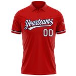 Personalized Red White-Navy Performance Vapor Golf Polo Shirt Team Custom Name and Number