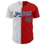 Personalized Red White-Navy Pinstripe Authentic Split Fashion Baseball Jersey Team Custom Name and Number