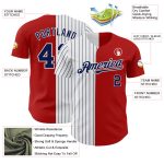 Personalized Red White-Navy Pinstripe Authentic Split Fashion Baseball Jersey Team Custom Name and Number