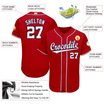Personalized Red White-Navy Softball Jersey Team Custom Name and Number