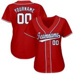 Personalized Red White-Navy Softball Jersey Team Custom Name and Number