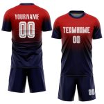 Personalized Red White-Navy Sublimation Fade Fashion Soccer Uniform Jersey Team Custom Name and Number