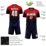 Personalized Red White-Navy Sublimation Fade Fashion Soccer Uniform Jersey Team Custom Name and Number