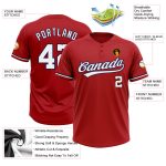 Personalized Red White-Navy Two-Button Unisex Softball Jersey Team Custom Name and Number