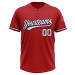 Personalized Red White-Navy Two-Button Unisex Softball Jersey Team Custom Name and Number