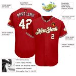Personalized Red White-Old Gold Authentic Baseball Jersey