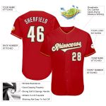 Personalized Red White-Old Gold Authentic Baseball Jersey Team Custom Name and Number