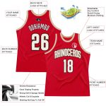 Personalized Red White-Old Gold Authentic Throwback Basketball Jersey Team Custom Name and Number