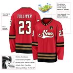 Personalized Red White-Old Gold Hockey Jersey
