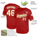 Personalized Red White-Old Gold Mesh Authentic Throwback Baseball Jersey Team Custom Name and Number