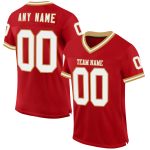 Personalized Red White-Old Gold Mesh Authentic Throwback Football Jersey Team Custom Name and Number