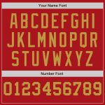 Personalized Red White-Old Gold Pinstripe Authentic Split Fashion Baseball Jersey Team Custom Name and Number