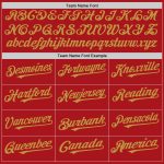 Personalized Red White-Old Gold Pinstripe Authentic Split Fashion Baseball Jersey Team Custom Name and Number