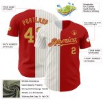 Personalized Red White-Old Gold Pinstripe Authentic Split Fashion Baseball Jersey Team Custom Name and Number