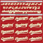 Personalized Red White-Old Gold Two-Button Unisex Softball Jersey Team Custom Name and Number