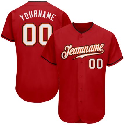 Personalized Red White-Orange Authentic Baseball Jersey Team Custom Name and Number