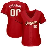 Personalized Red White-Orange Authentic Baseball Jersey Team Custom Name and Number