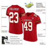 Personalized Red White-Orange Mesh Authentic Football Jersey Team Custom Name and Number