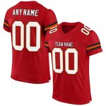 Personalized Red White-Orange Mesh Authentic Football Jersey Team Custom Name and Number