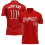Personalized Red White Performance Vapor Golf Polo Shirt Team Custom Name and Number