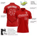 Personalized Red White Performance Vapor Golf Polo Shirt Team Custom Name and Number