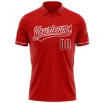 Personalized Red White Performance Vapor Golf Polo Shirt Team Custom Name and Number