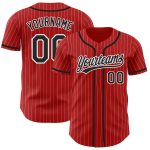 Personalized Red White Pinstripe Black Authentic Baseball Jersey