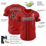 Personalized Red White Pinstripe Black Authentic Baseball Jersey