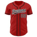 Personalized Red White Pinstripe Black Authentic Baseball Jersey Team Custom Name and Number