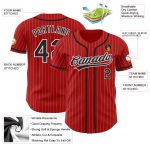 Personalized Red White Pinstripe Black Authentic Baseball Jersey Team Custom Name and Number