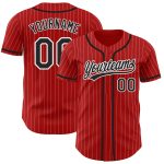 Personalized Red White Pinstripe Black Authentic Baseball Jersey Team Custom Name and Number