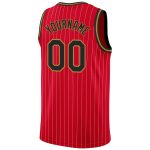 Personalized Red White Pinstripe Black-Old Gold Authentic Basketball Jersey Team Custom Name and Number
