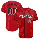 Personalized Red White Pinstripe Black-White Authentic Baseball Jersey Team Custom Name and Number