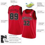 Personalized Red White Pinstripe Black-White Authentic Basketball Jersey