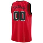 Personalized Red White Pinstripe Black-White Authentic Basketball Jersey
